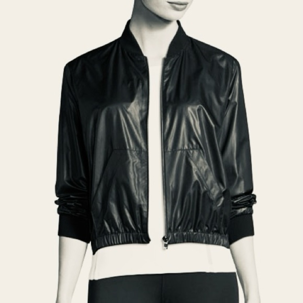 Heroine Sport Black Bomber Jacket Cropped Made in USA Paid $114 at Bergdorf’s